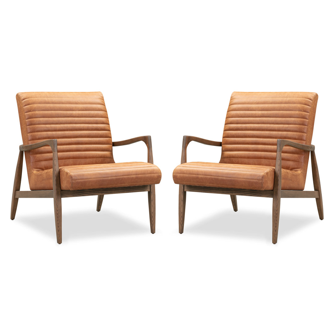 Rowan Full-Grain Genuine Italian Leather Armchair (Set of 2) Poly & Bark Leather 