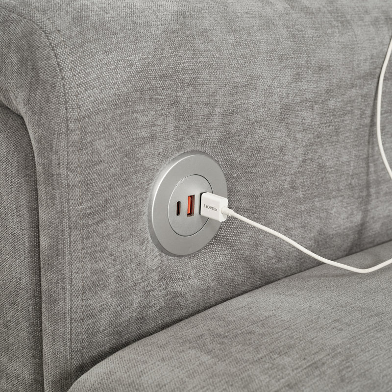 Modern Sectional Sofa 115" U-Shaped Sofa Upholstered Sofa Couch With Two Movable Ottomans, USB Ports And Side Tables For Living Room