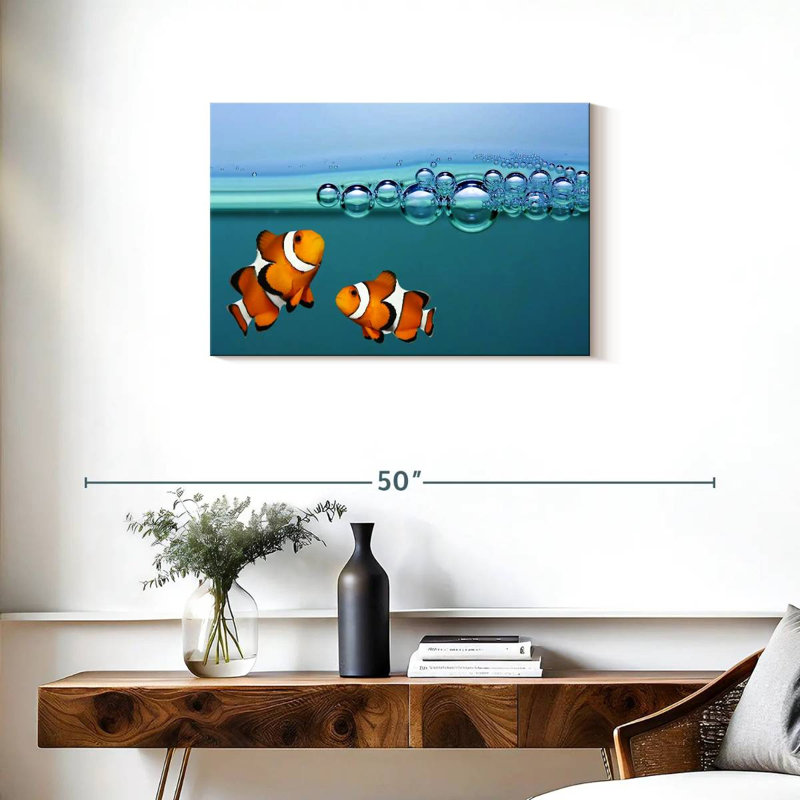 Poisson-clown Brampt soufflant des bulles, H 20 po x l 30 po