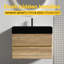 Meuble-lavabo mural flottant, 30 pi avec lavabo en quartz d'ingénierie en chêne, tiroirs noirs doux, esthétique Mid-Century, laque à base d'eau E0-402431684-402431738