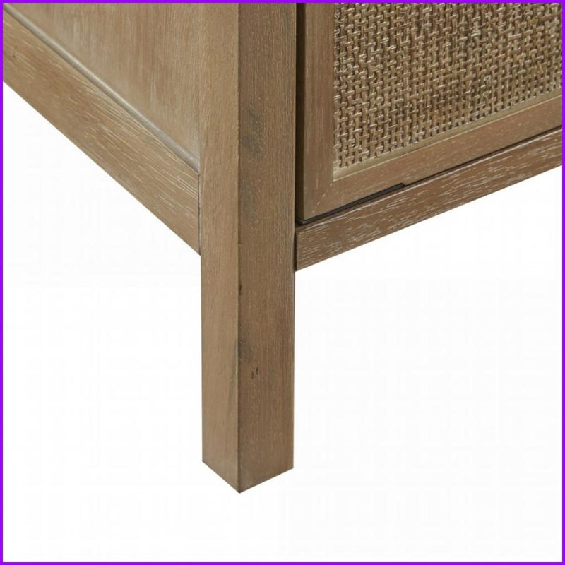 Accent Chests |  Palisades Coastal Solid Wood 2-Door Accent Chest with Cane Webbing | Natural Wood | Solid Wood