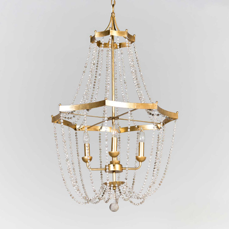 Whitney 4 - Light Candle Style Empire Chandelier with Beaded Accents