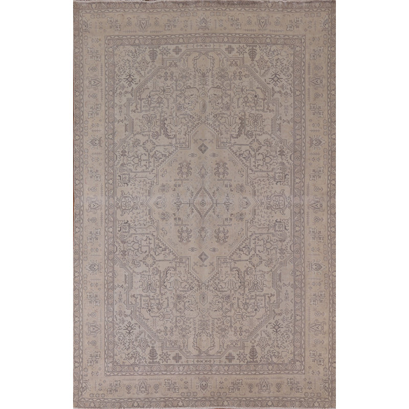 Tapis persan Tabriz patiné délavé à la main 6 x 9