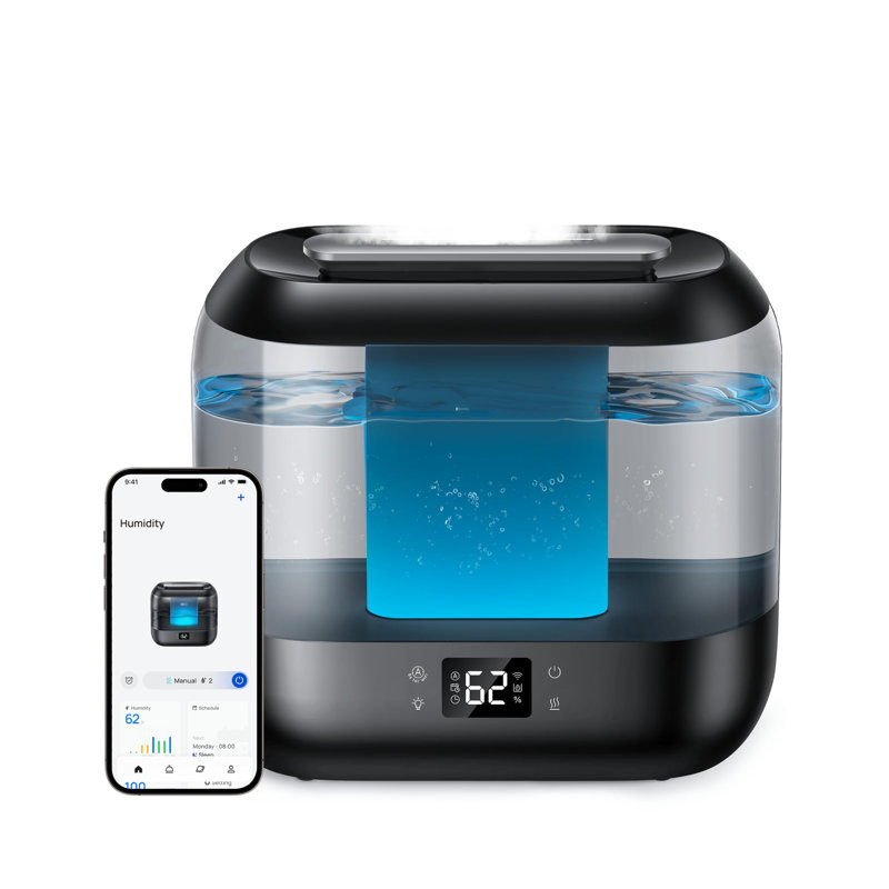 Smart Black and Clear Ultrasonic Humidifier with App Control