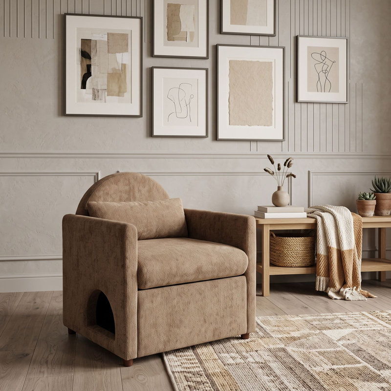 Chaise d'appoint moderne minimaliste avec un coin pour animaux de compagnie intégré pour les amoureux de la maison et des animaux