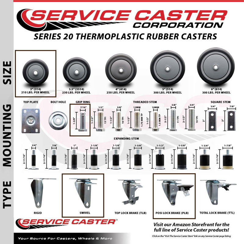 Grip Ring Stem Caster Set