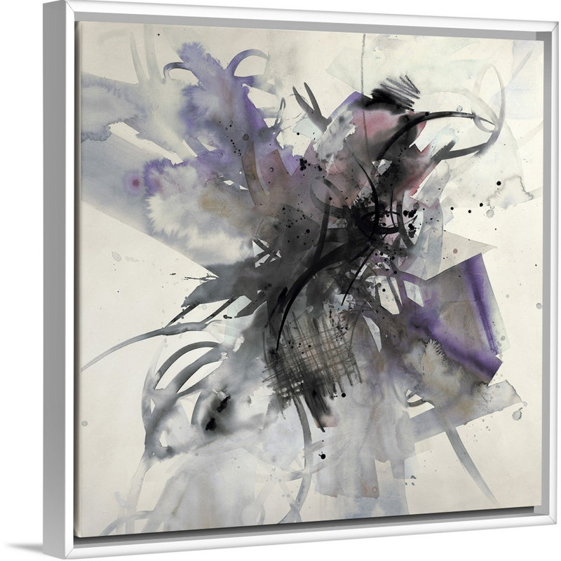 « spring élingue ii », peinture sur toile, H 13,7 po x l 13,7 po x P 1,75 po, Cadre flottant blanc