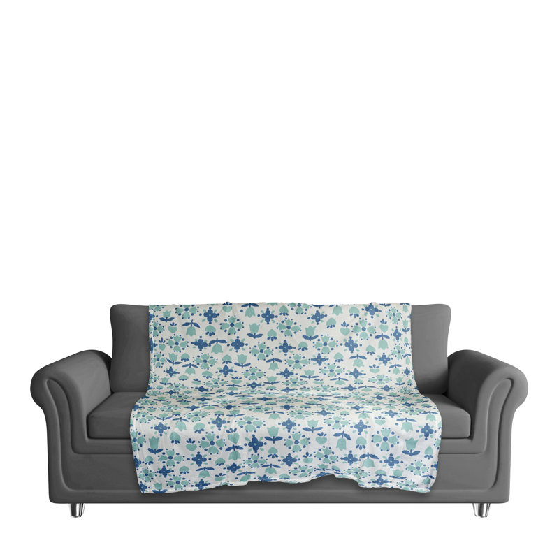  Couverture à motif tulipe, Bleu