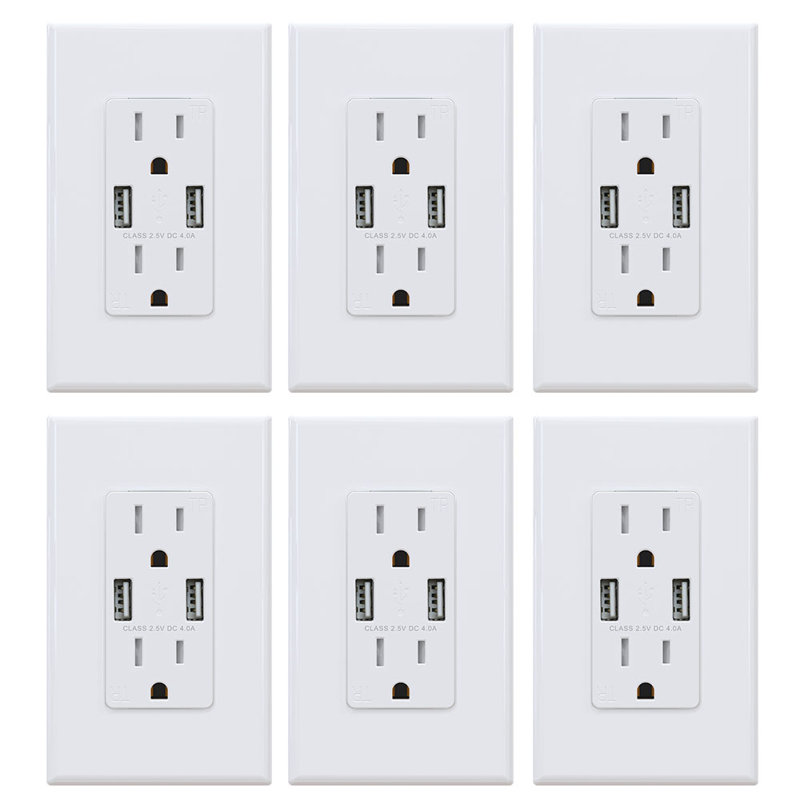 15 Tamper Resistant Duplex Outlet, Black, 6