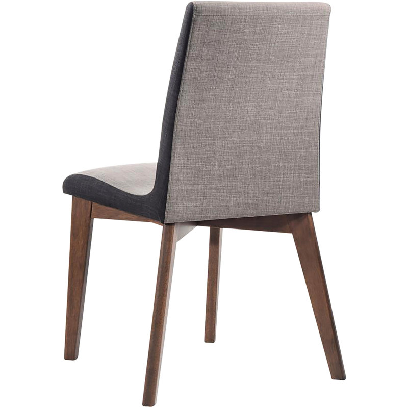 2 chaises d'appoint Mid-Century - revêtement gris foncé, garniture de chaise moderne en bois de noyer naturel (2)