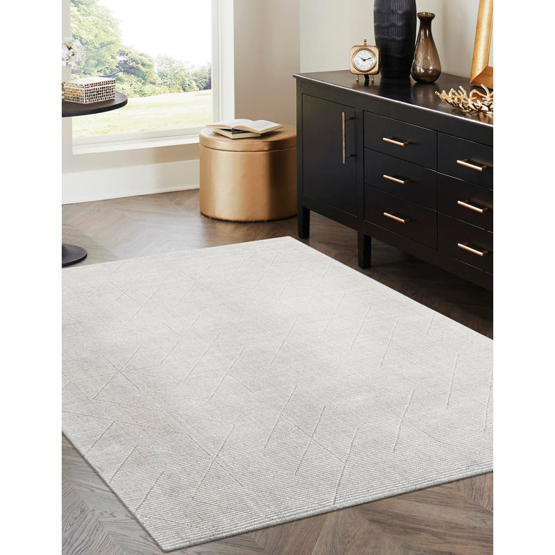 Cyndle Hand-Tufted Wool Geometric Area Rug, Rectangle 9' x 12'