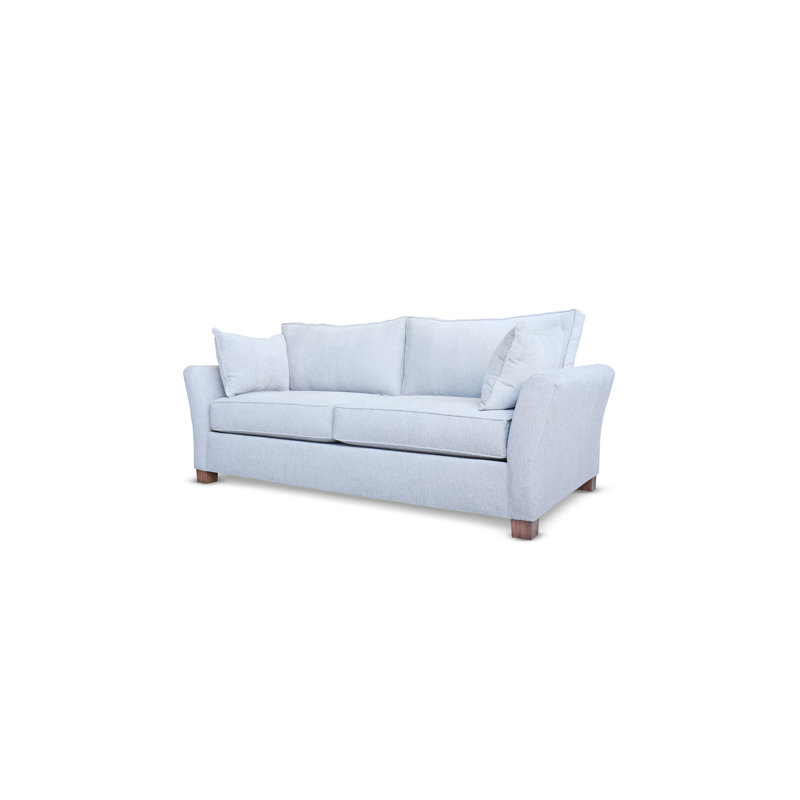 Ducas 84'' Upholstered Sofa, 96", Supreme Denim, Walnut