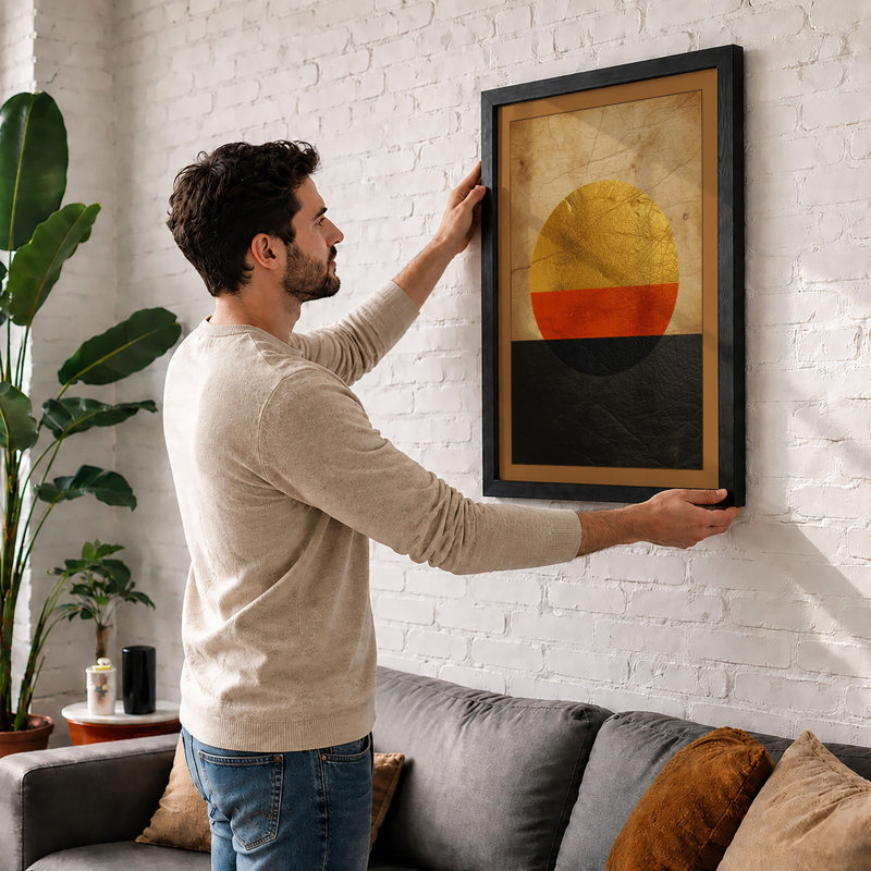 Weathered Circle Industrial - Framed Print, A1 - 84.1 x 59.4 cm, White