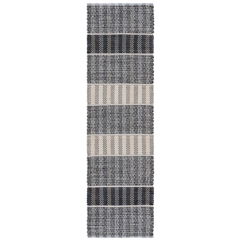 Braided 764 Hand Woven Cotton Pile Striped Rug, Runner 2'3" x 8'