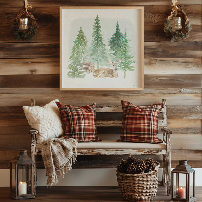 Impression Woodland Charm III, H 13,5 po x l 13,5 po, Cadre en érable brut, bois massif