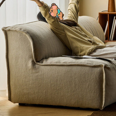 Armless Cotton Linen Straight Sofa
