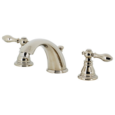 Kingston Brass American Classic Two-Handle 3-Hole Deck Mount Widespread Bathroom Faucet with Retail Pop-Up Drain
