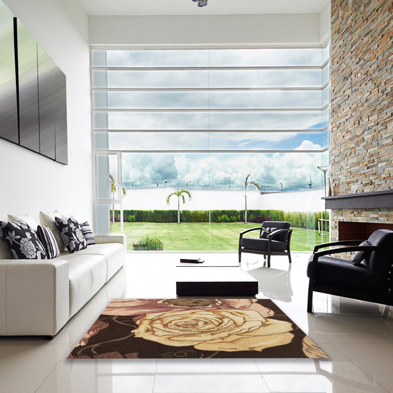 Tapis en laine brun / beige, Carré 3 pi