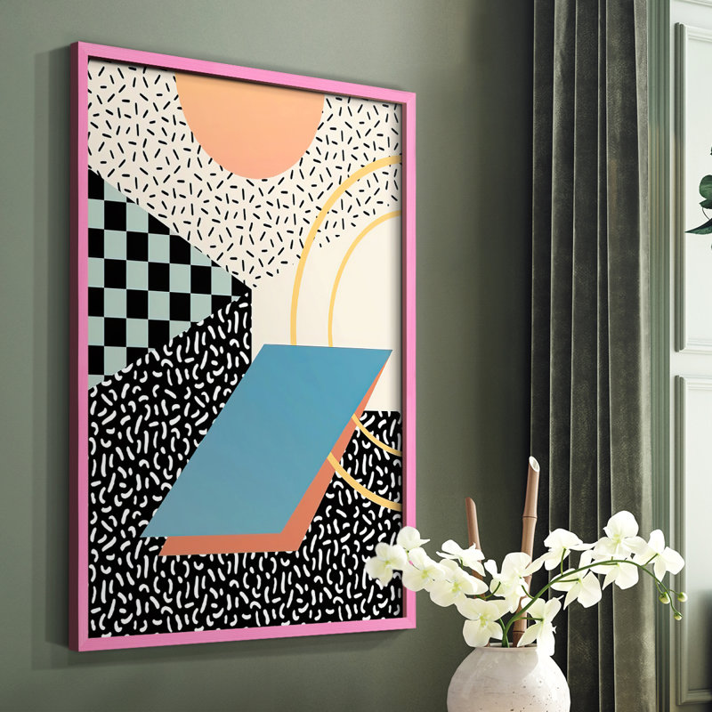 «Modern Memphis II», reproduction encadrée - bois massif, Cadre photo rose simple, H 10 po x l 8 po