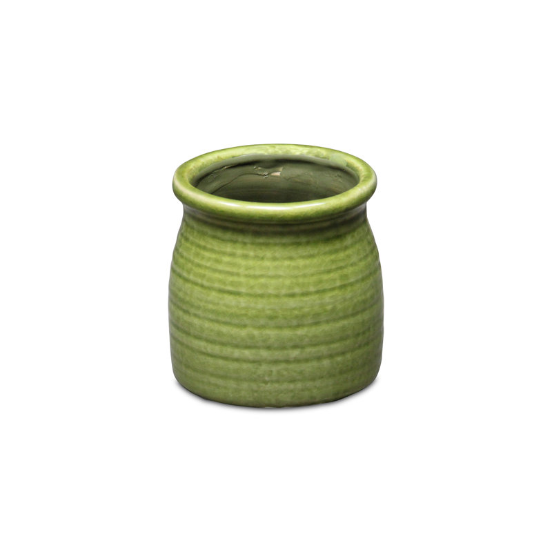 Miland Handmade Ceramic Pot Planter, 4" H x 3.75" W x 3.75" D, Green