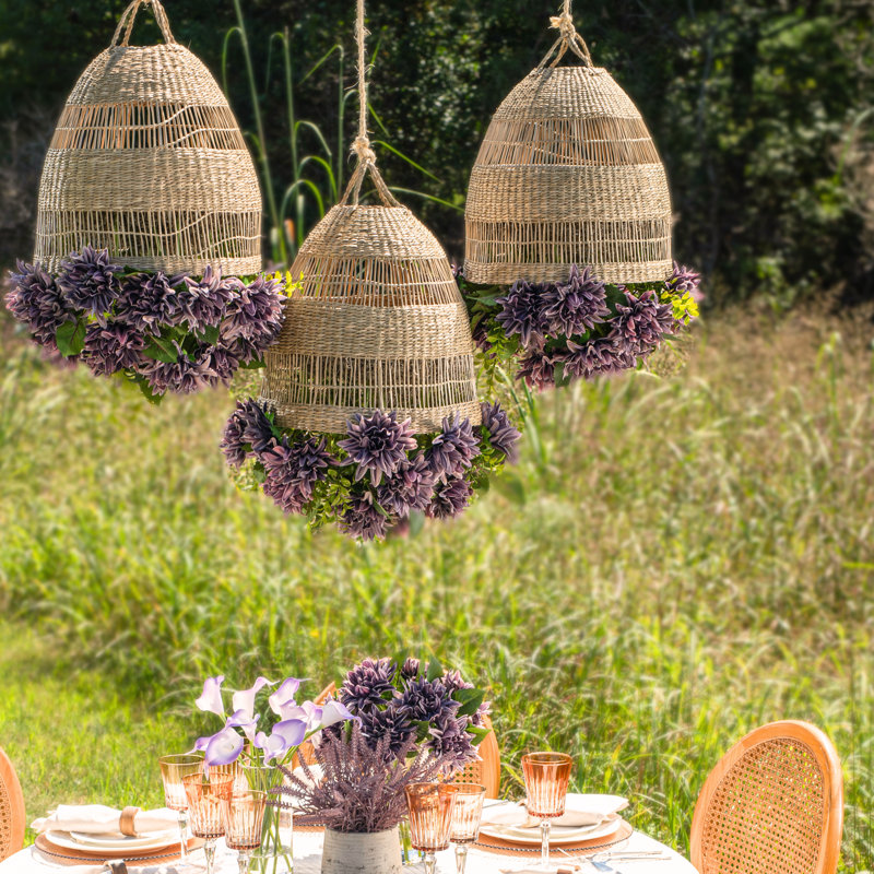 Leonora Rattan Garden Chandelier, Periwinkle