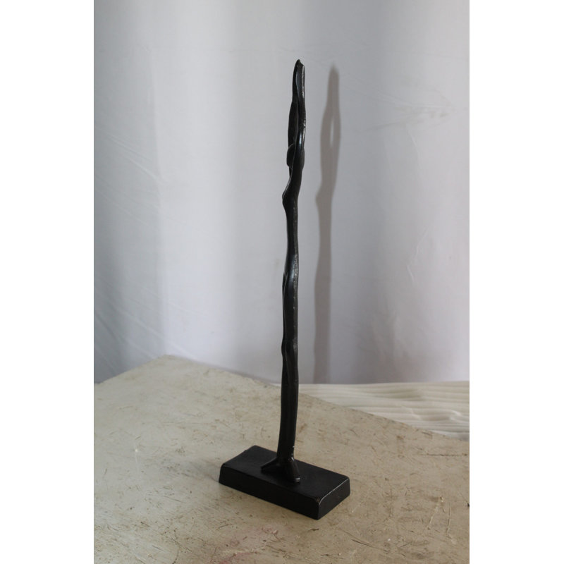 Statue de fille de yoga en aluminium noire Collection Nifao Serenity