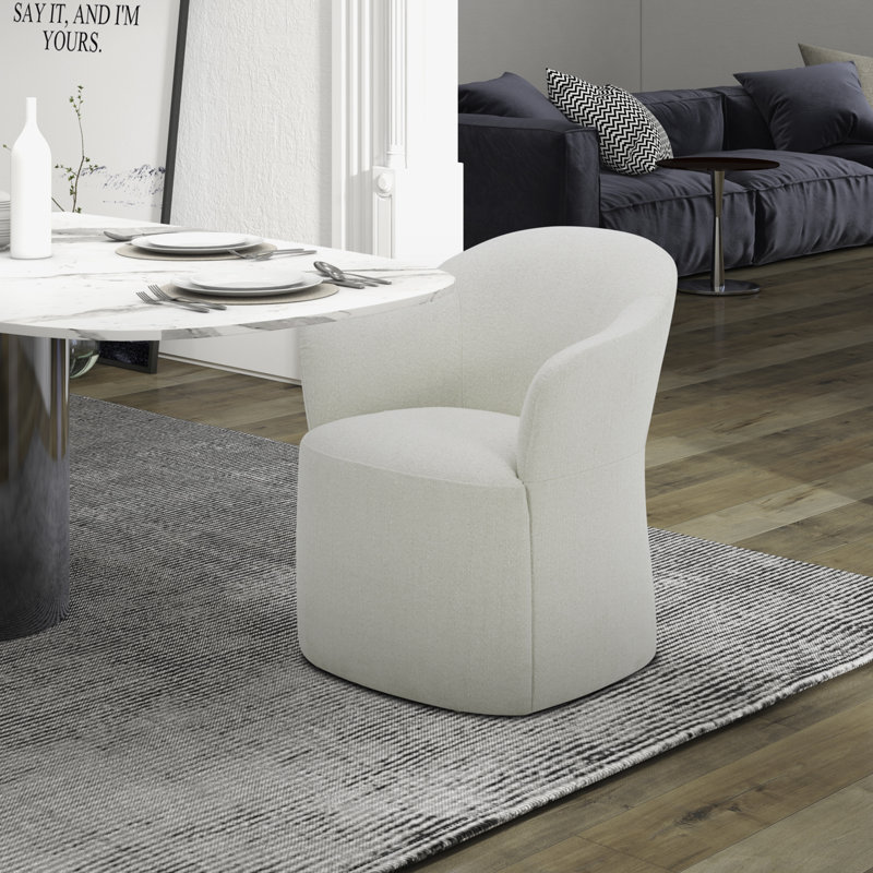 Idrees Accent Dining Chair W/ Casters, Ivory