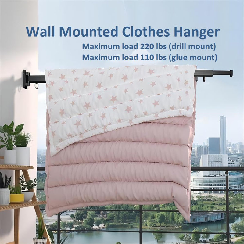 Tri-Fold Wall-Mounted Drying Rack, Retractable Space-Saving Clothes Hanger