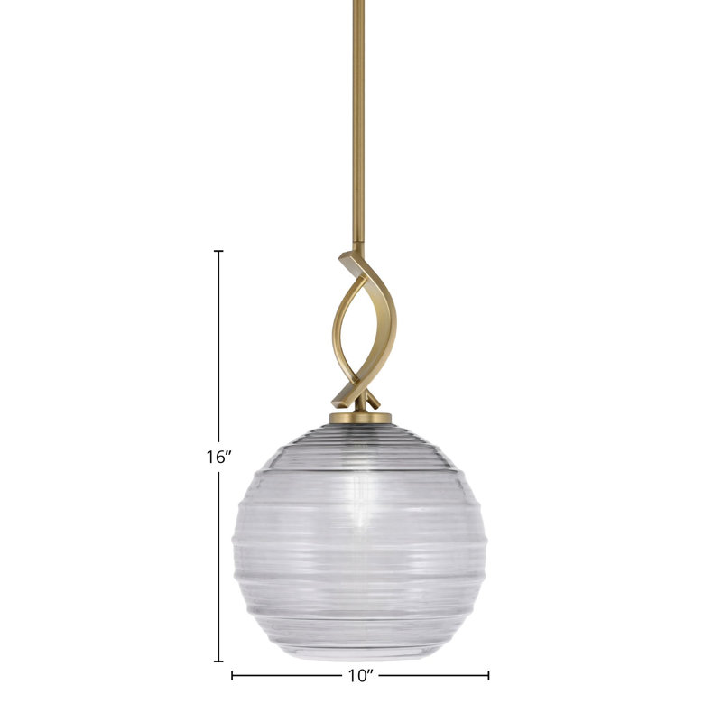 Luminaire suspendu simple à 1 lumière Unia, Transparent, Laiton, 64" H x 10" W x 10" D