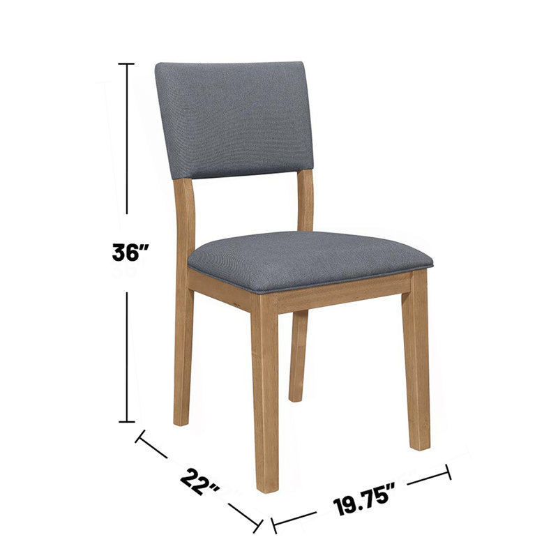 Ensemble de 2 chaises de salle à manger rembourrées en tissu bleu, brun
