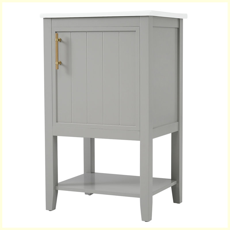 Meuble-lavabo moderne avec lavabo et porte à fermeture douce, Gris