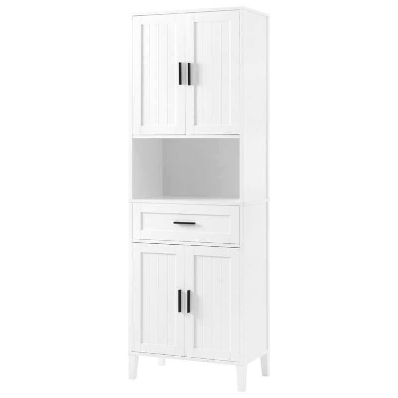 Loverin 70.9" Freestanding Tall Bathroom Storage Cabinet with Soft-Close Doors, Adjustable Shelves & Drawer, White