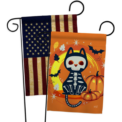 Drapeau d'Halloween en forme de chat 19 x 13 po Polyester Halloween