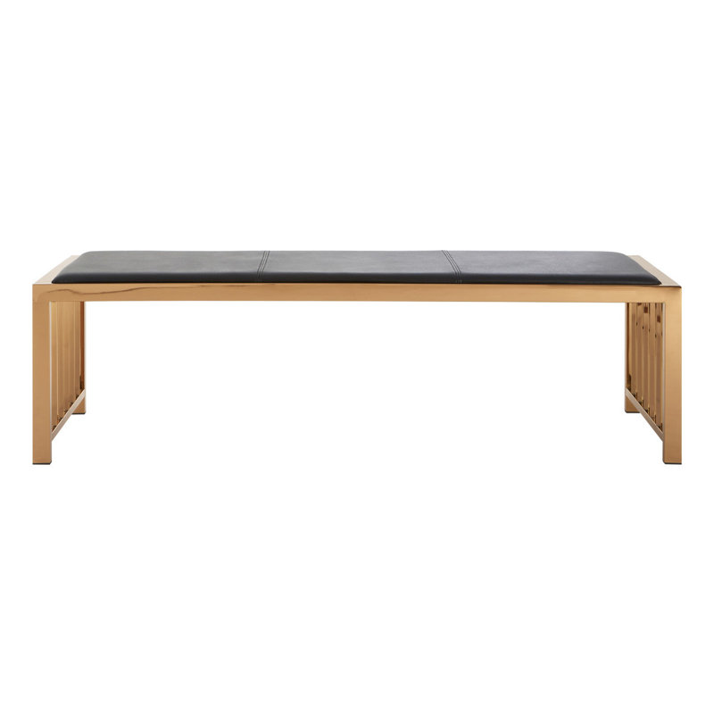 Tillar Genuine Leather Upholstered Bench