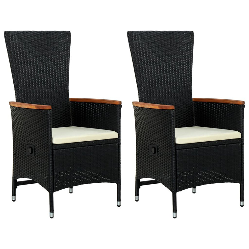 Chaise de patio avec coussins, Blanc, Noir