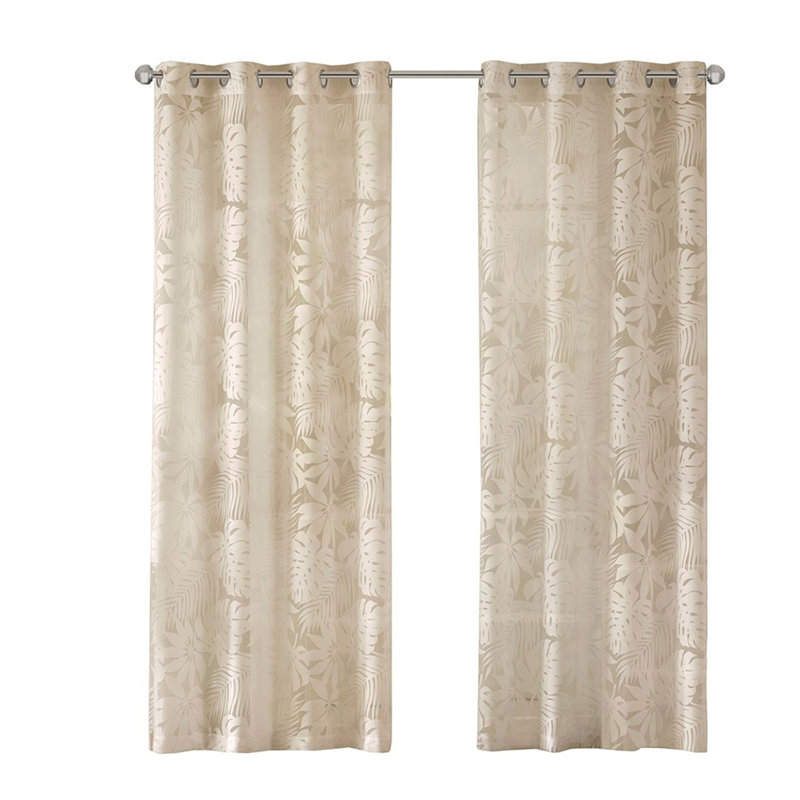 Palm Leaf Burnout Window Sheer Natural 50X84", 50" W x 84" L