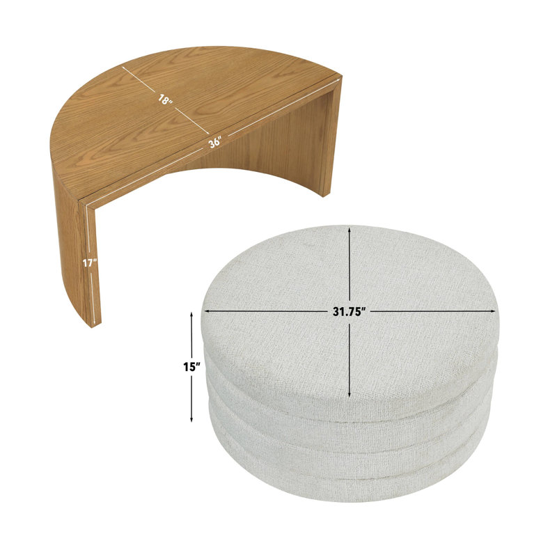 Table basse avec tabouret Florence, Brun