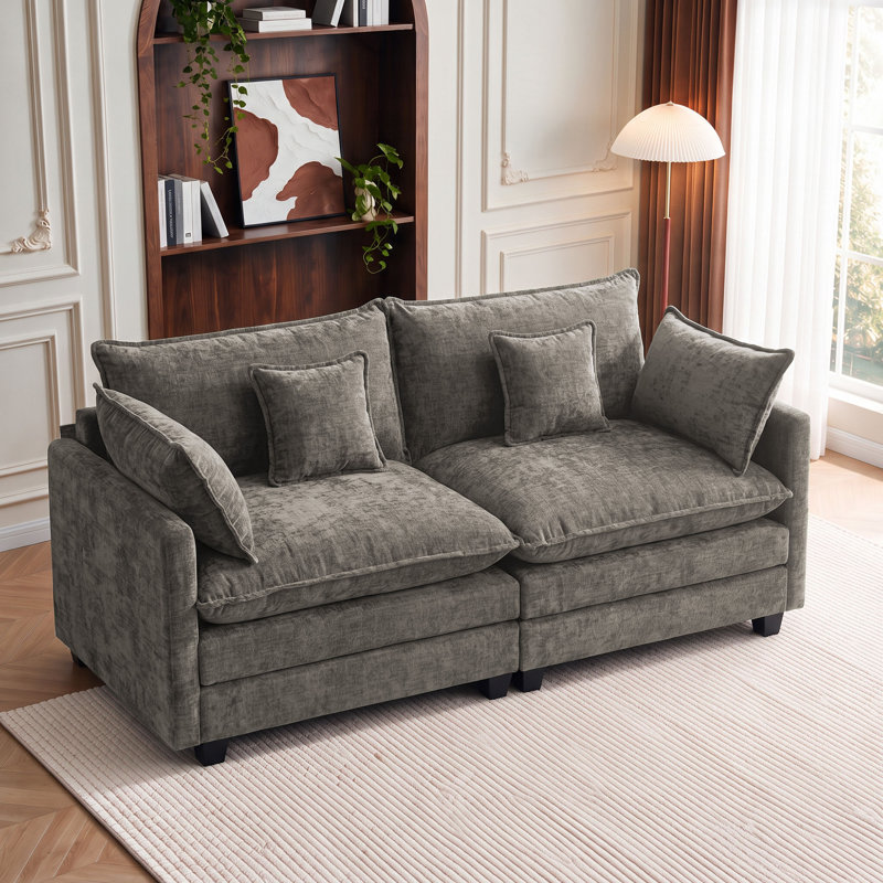 Upholstered " Chenille Sofa, 70", Grey