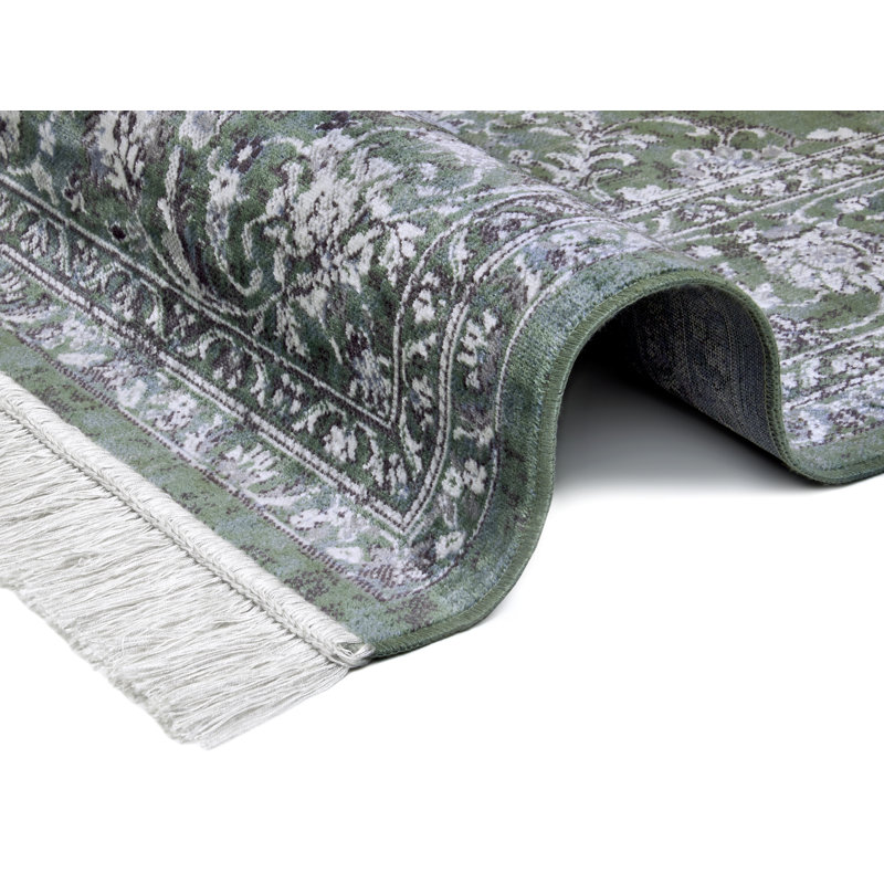 Medallion Green Rug, Rectangle 135cm x 195cm
