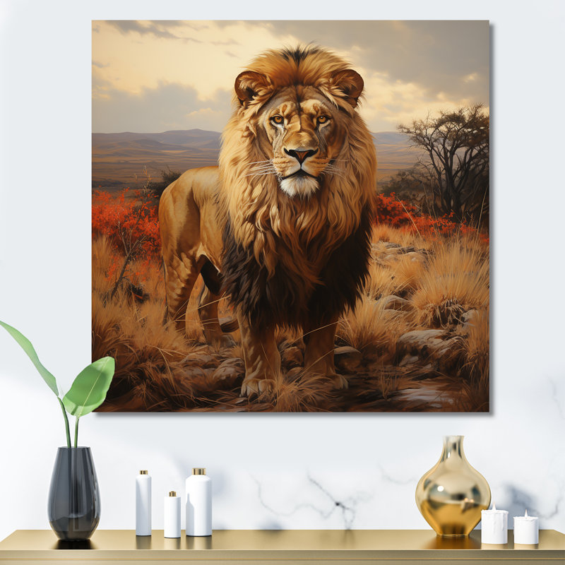 Décoration murale Lions Savannah Horizon - Lion, Toile tendue, H 16 po x l 16 po x P 1 po