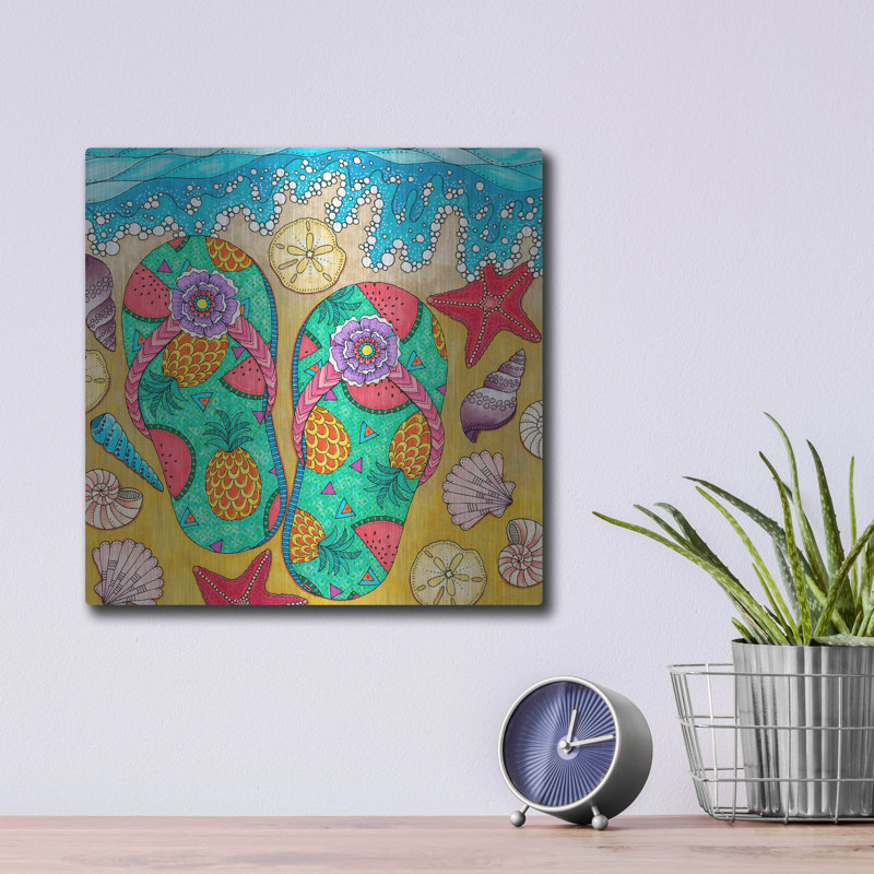 Art mural en métal Rosecliff Heights «Tropical Paradise 2» par Hello Angel, H 12 po x l 12 po
