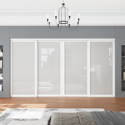 144"x80"  White Interior Sliding Door For Pantry & Closet With Full Hardware Kit