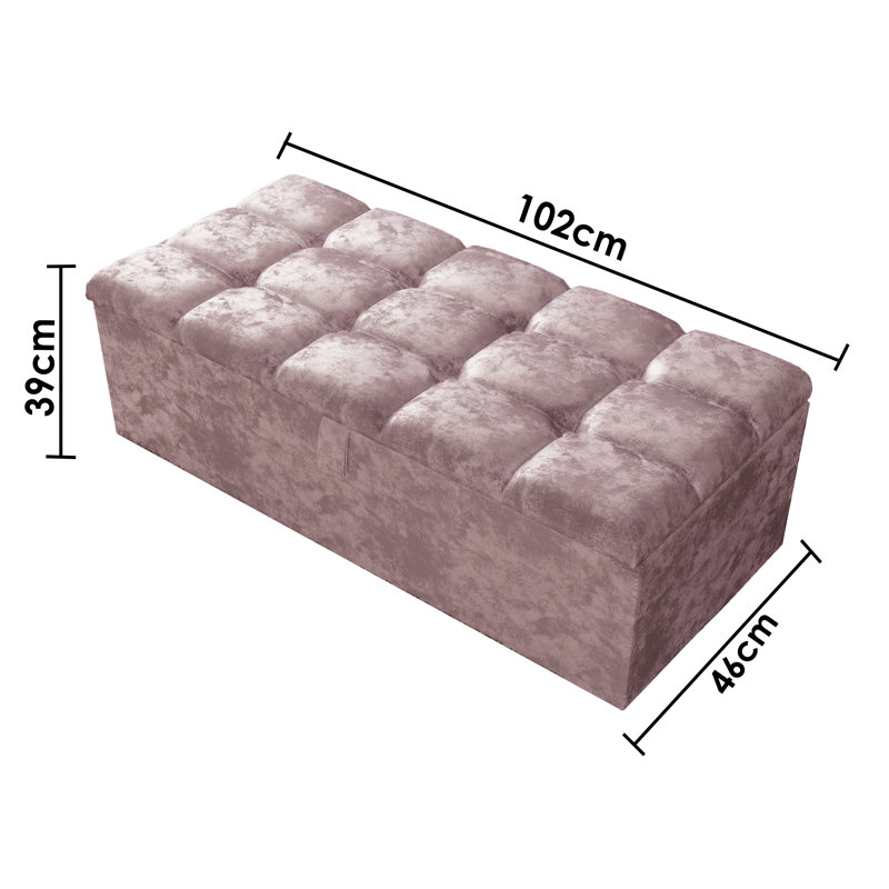 Alaxander 102cm Wide Rectangle Geometric Standard Ottoman with Storage, Pink
