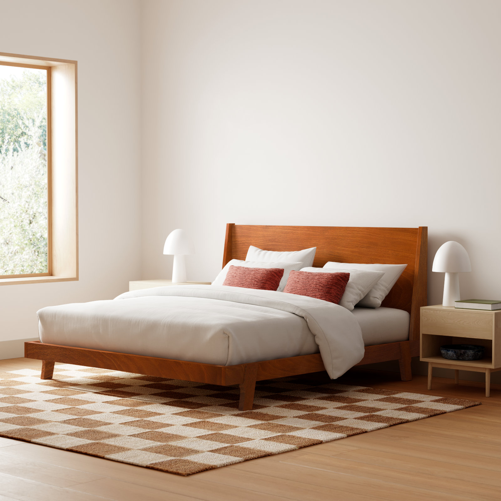 Juno Solid Wood Wingback Bed, King