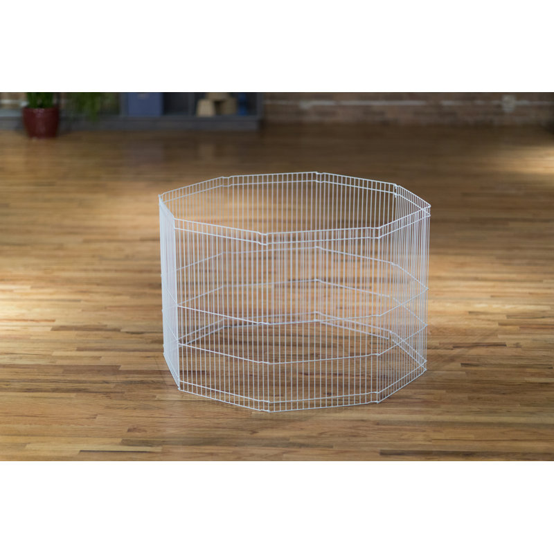 White Metal 8-Panel Small Animal Playpen