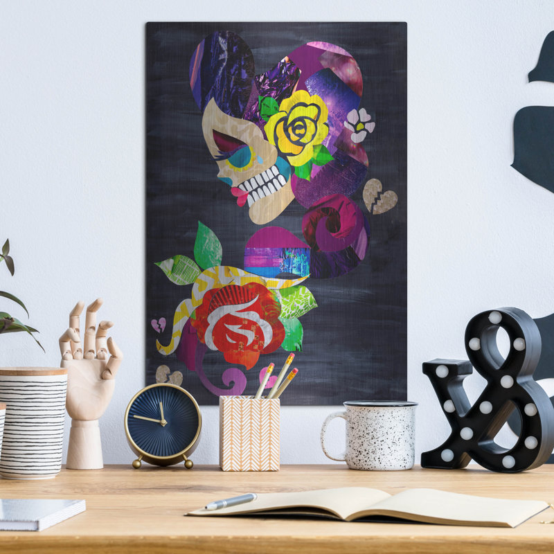 Trinx «Sad Skull» par Artpoptart, art mural en métal, H 16 po x l 12 po