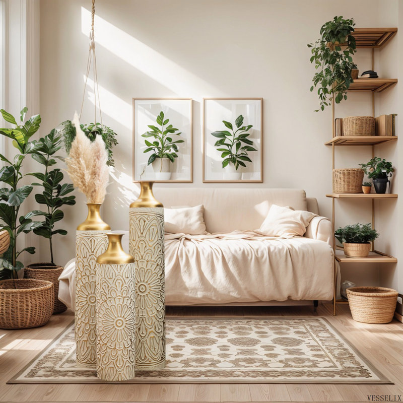 Ensemble de 3 vases de sol en métal émaillé blanc en forme de goutte, décoration intérieure de style moderne