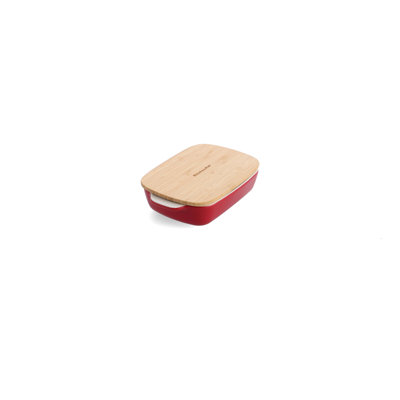 KitchenAid Stoneware Rectangular Dish with Bamboo Lid