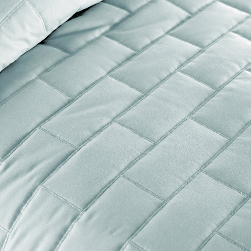 Southshore Fine Linens Brickyard Collection 6-Piece Daybed Set in Vilano Blue, Lightweight Double-Brushed Microfiber Quilted Bedding Set with 3 Pillow Shams, Bed Skirt and Neck Pillow, Twin