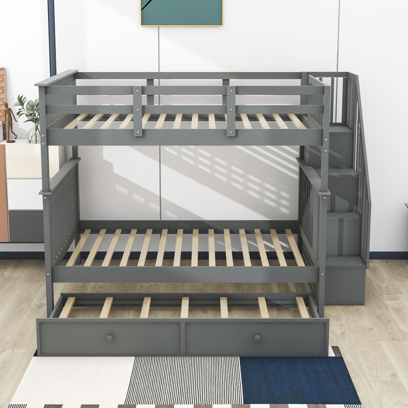 Gular Full over Full Standard Bunk Bed with Trundle by Harriet Bee, Gray